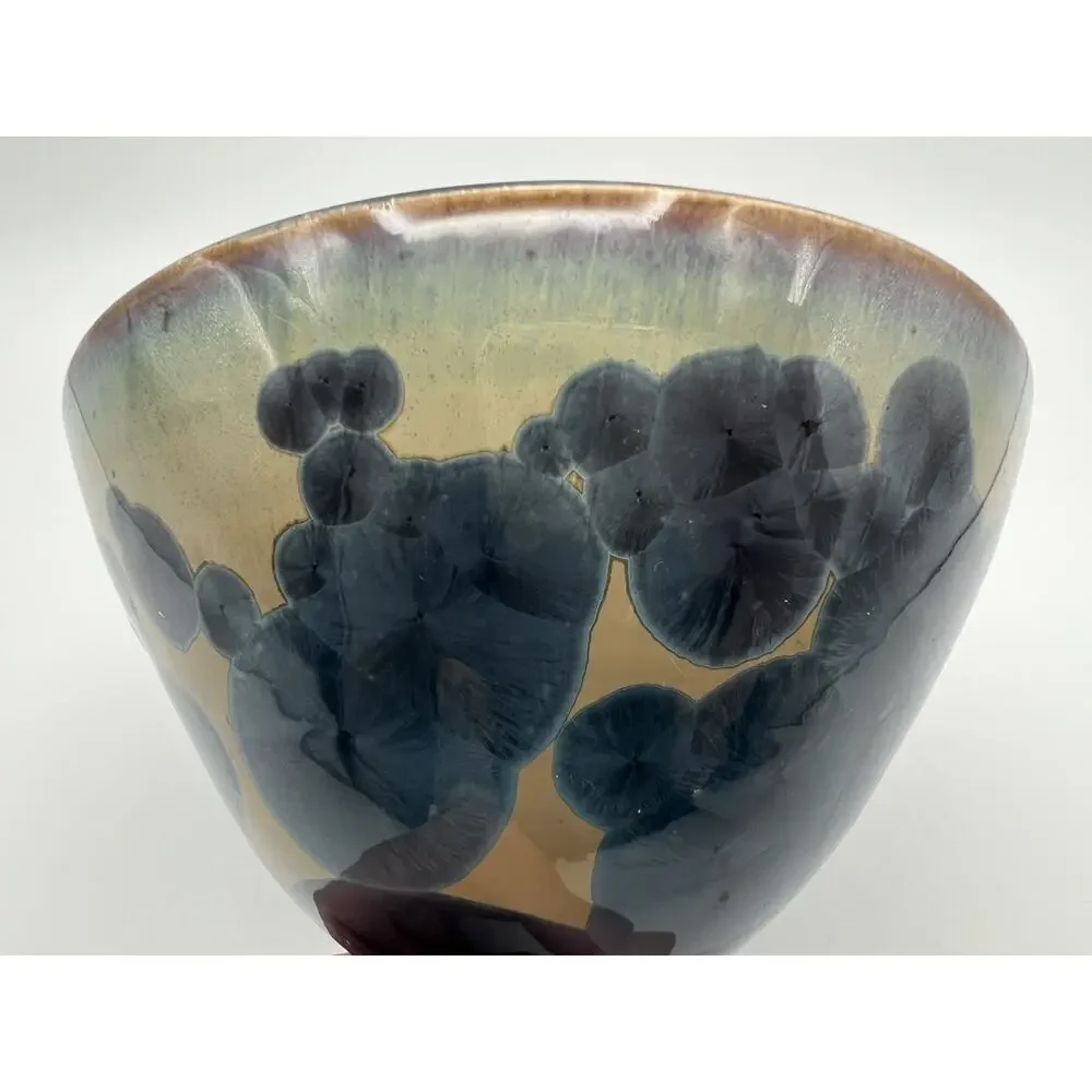 Bill Buckingham Blue Crystalline Art Pottery Vase 5” Made in Hawaii Signed